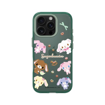 iPhone 16 Pro Clear 憂墨綠 - 三麗鷗-蜜糖邦尼 Sugarbunnies - 雙胞胎兔排排站