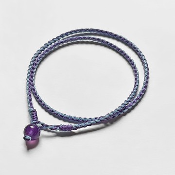 紫水晶雙圈蠟線手環 (淡藍+藍紫)