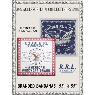 RRL藍白雙鷹方巾 美式復古阿美咔嘰純棉印花機車 55cm Bandana