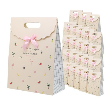 Lead home 堅固可愛回禮手提購物袋 24入  24個  M  米色