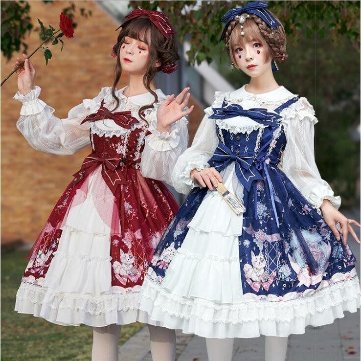 ロリータワンピース ゴスロリ ロリータ服 膝丈 ミモレ丈 ロリィタ