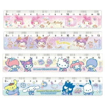 小禮堂 Sanrio 三麗鷗 透明波浪直尺 15cm 美樂蒂 酷洛米
