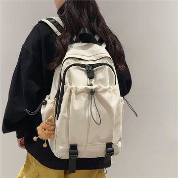 書包女初中生韓版潮大容量褶皺小眾高中生背包男日系大學生雙肩包