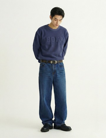 慵懶日常BOFF立體毛絨圓領T(灰紫)-男【熔岩絨】