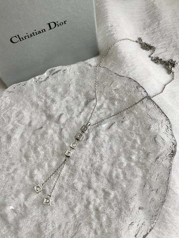 【日本直送 名牌中古包】Christian Dior 迪奧 項鍊 銀色 方塊 design vintage 古董 j5k8kf