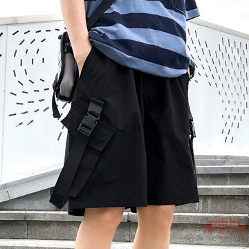 工作短褲男 休閒口五分褲男 工作短褲 韓版ins潮牌港風大口袋工裝短褲男寬鬆潮流休閒運動闊腿五分