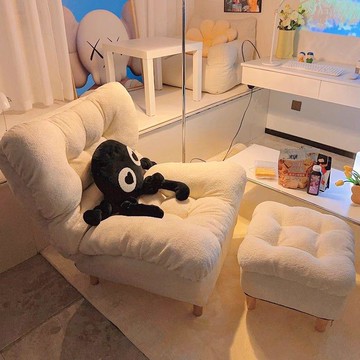 羊羔絨躺臺家用休閒懶人沙發單人椅書房閱讀陽臺迷你小沙發臥室女
