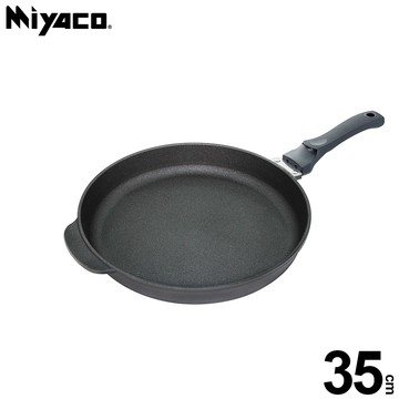 Miyaco 米雅可 陶瓷不沾鍋遠紅外線陶瓷不沾平煎鍋可用鐵鏟 35cm無蓋-Leidea樂德兒