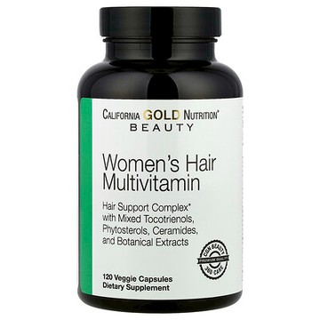California Gold Nutrition, 美容，女性頭髮複合維生素素食膠囊，120 粒