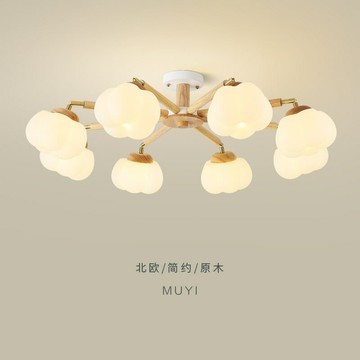 【免運/可開票】台灣公司 吸頂燈 臥室燈 客廳燈 吊燈 客廳燈創意奶油風棉花柿子燈北歐原木風吸頂燈全光譜護眼臥室燈具