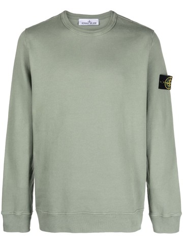 Stone Island - logo-patch cotton sweatshirt - men - Cotton - XL - Green
