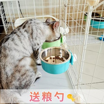 【48時熱賣】狗碗貓碗懸掛式寵物掛籠子碗不鏽鋼貓狗狗食盆兔子飼料固定式雙碗