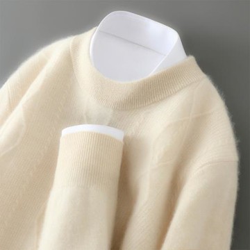 高端圓領羊絨衫男純色山羊絨冬季新款高級感商務打底衫中青年毛衣