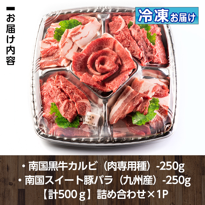 isa262 焼肉セット(計500g・南国黒牛250g 南国スイート豚250g) 