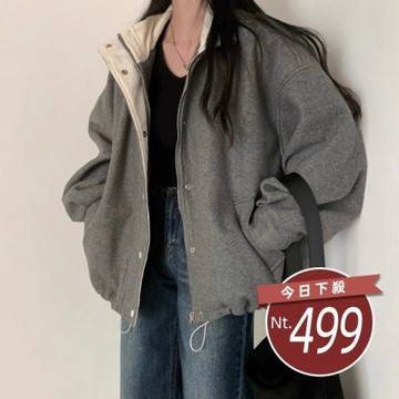 D. Studio 台灣發貨韓版復古翻領寬鬆外套 外套 防曬外套 女裝 上衣 衣服J409