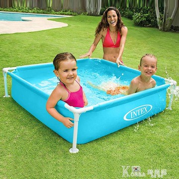 嬰兒游泳池兒童方形夾網支架水池幼兒寶寶浴盆戲水釣魚池 雙11全館免運