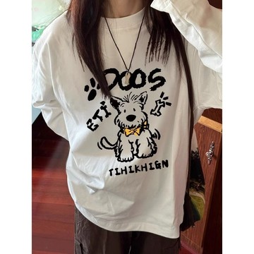 美式 chic長袖 t卹 秋冬 新款 慵懶風 寬鬆 內搭 上衣 打底衫