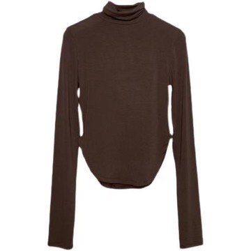 純欲堆堆高領打底衫內搭2024冬季韓版長袖T恤女辣妹緊身修身上衣