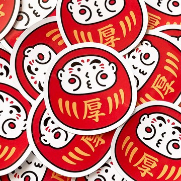 cheeky cheeky 日本吉祥物 厚達摩 達磨  PVC防水貼紙  行李箱