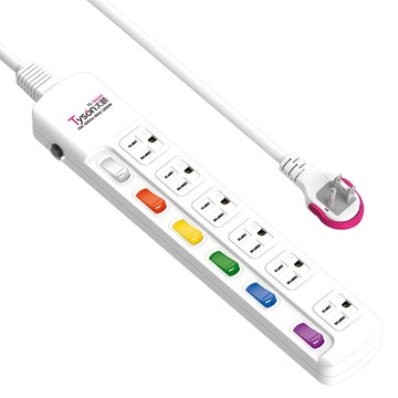 Tyson TS-366AS 3孔6切6座延長線(拉環扁插)-4.5米