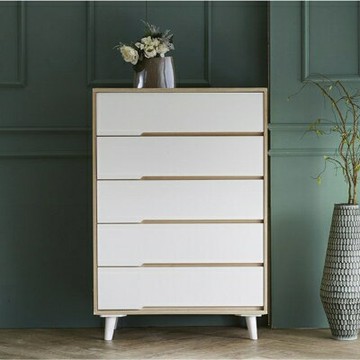 斗櫃北歐五斗櫃輕奢實木腿五斗櫥簡約現代臥室儲物櫃抽屜式收納小櫃子 雙11全館免運