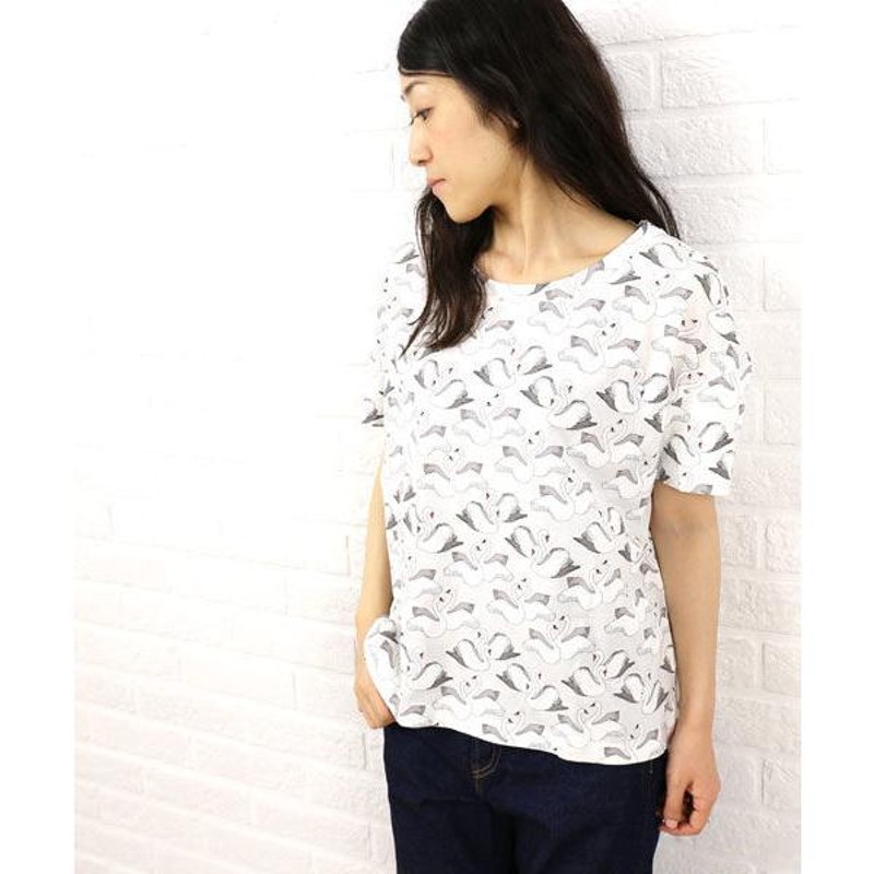 PAUL&JOE SISTER(ポール＆ジョー シスター) コットンBLUE SWAN TEE 半袖カットソー・3644198091-2021402・レディース POUL&JOE SISTER ポール&ジョーシスター フラミンゴカットソー