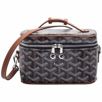 GOYARD 經典MUSE MINI VANITY 系列LOGO帆布雙拉鍊手提/斜背包(黑/棕色)
