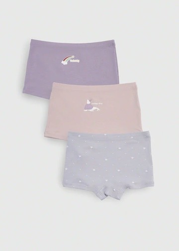 女童三入組_ 抗菌系列．舒適平口內褲(天氣心情)