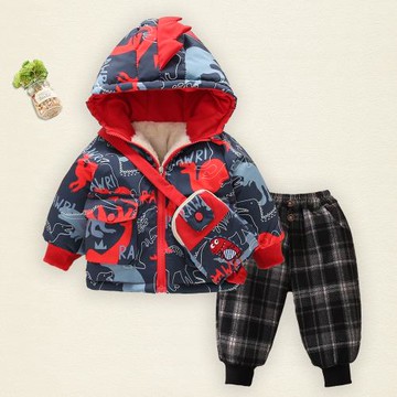 男童冬裝套裝兒童冬季棉衣外套兩件套小男孩帥氣韓版加絨加厚衣服