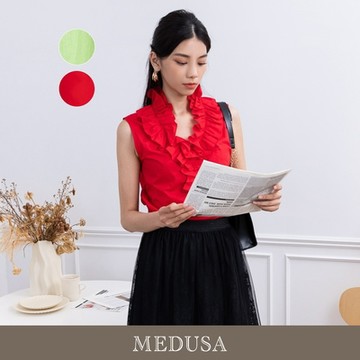 現貨【MEDUSA 曼度莎】大荷葉立領無袖素雅上衣 - 2色（M-XL）｜女上衣 無袖上衣