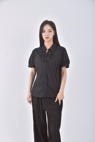 (S) g2000花邊黑色短袖上衣