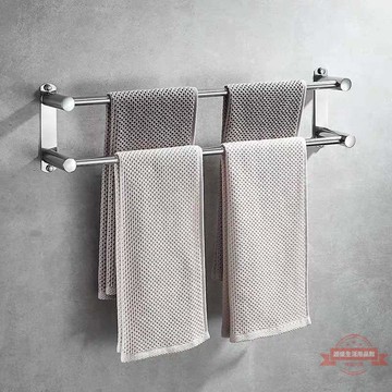 單杠毛巾架掛衛生間置物架免打孔式單浴室不銹鋼浴巾架子廁所掛桿
