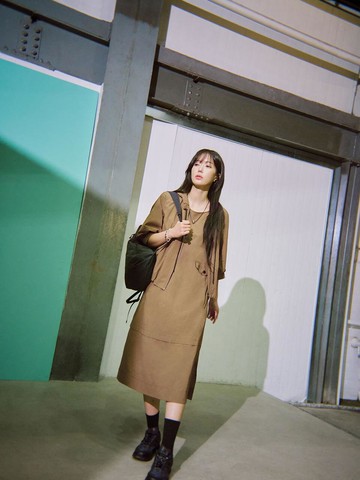 Pocket Detail H-Line Sleeveless Dress (BKOAE1581)