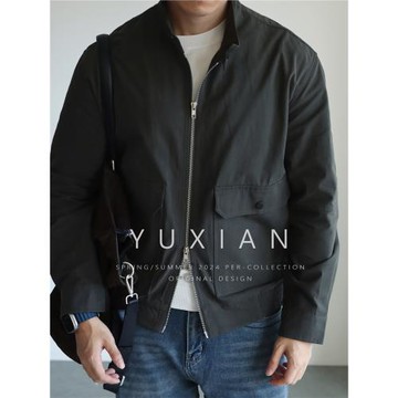 YUXIAN美式哈靈頓G9經典水洗立領夾克全棉商務復古外套男士春秋季