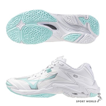 Mizuno 美津濃 排球鞋 女鞋 WAVE LIGHTNING Z8 白綠【運動世界】V1GC240045
