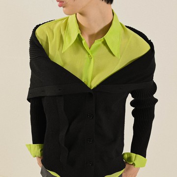 【NaSuBi Vintage】反折設計針織開襟古著毛衣