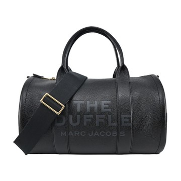 MARC JACOBS THE LEATHER 荔枝紋拉鍊手提圓筒包-大/黑