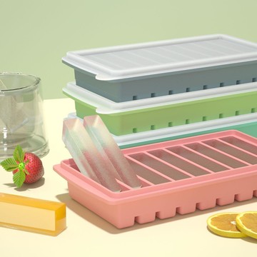 新品促銷價硅膠冰格長條大冰塊模具製冰盒商用威士忌洋酒輔食盒帶蓋家用方形夏日冷飲 易脫模 居家自製冷飲泡茶調酒專用冰格模具