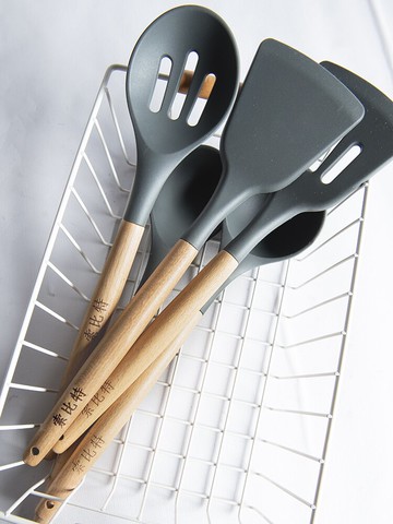 硅膠木柄鍋鏟 硅膠木鏟子不粘鍋專用鏟廚房家用三件套 炒菜鏟子