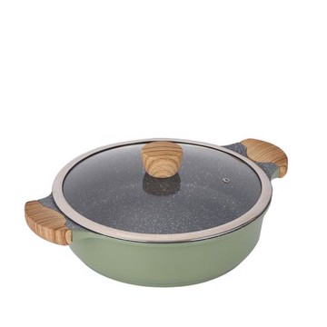 韓式麥飯石不粘鍋湯鍋家用雙耳鋁鍋蒸鍋燜鍋電磁爐通用火鍋專用鍋