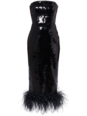 16Arlington - Minelli sequined midi dress - women - Spandex/Elastane/Nylon/Feather - 4 - Black