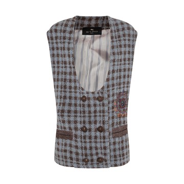 Etro - Light Blue Virgin Wool Blend Vest Jacket
