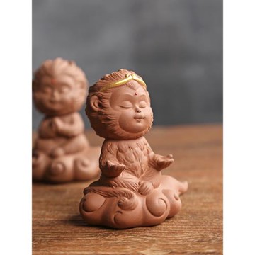 紫砂茶寵齊天大圣猴子小擺件 孫悟空創意茶具精品可養 變色茶玩架