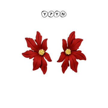 一撇一捺女夸張925銀針伴娘耳釘