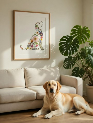 手作植物掛畫 | 居家擺飾 | 花影小犬