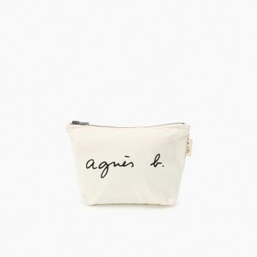 agnes b.Voyage  棉質 化妝包 米色