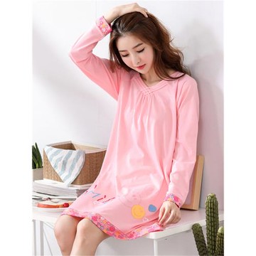 春秋季韓版女士全純棉長袖睡裙公主寬松可愛睡衣連衣裙子家居服冬