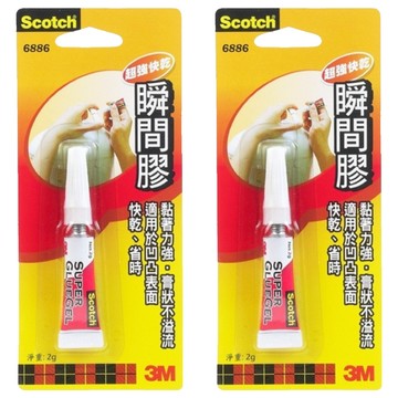 3M Scotch 超級瞬間膠  黏著力強 膏狀不溢流 適用於凹凸表面 快乾 省時  2條