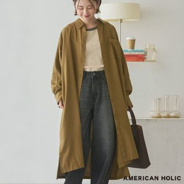 〚AMERICAN HOLIC〛優雅側開衩單口袋襯衫洋裝