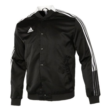 adidas Classic Stripes Logo Windproof Baseball Jacket Men's Black